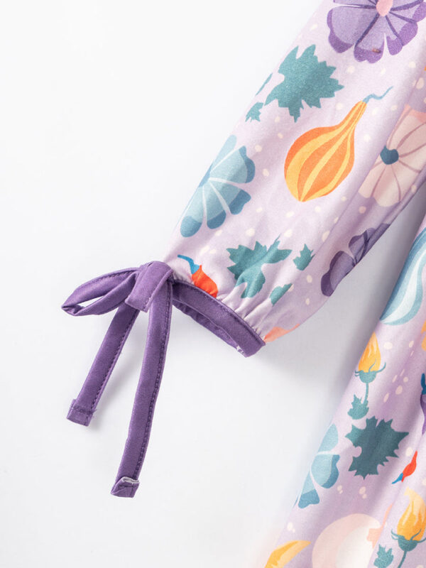 Purple Flower Print Girl Dress - Image 5