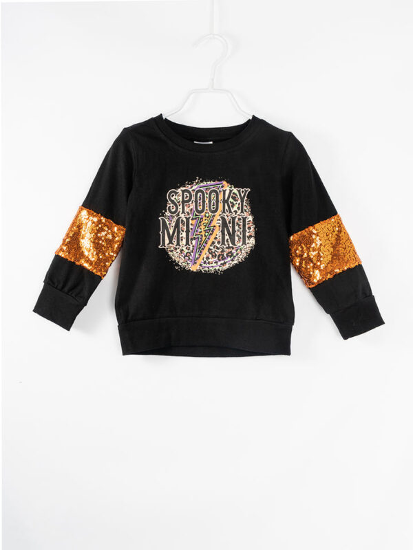 Halloween Black Sequins Spooky MINI Girl Top