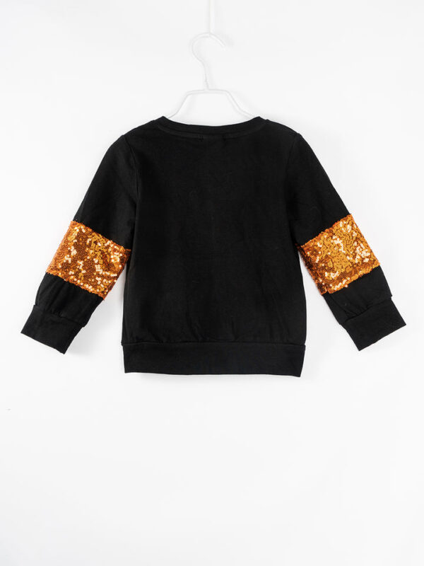 Halloween Black Sequins Spooky MINI Girl Top - Image 3