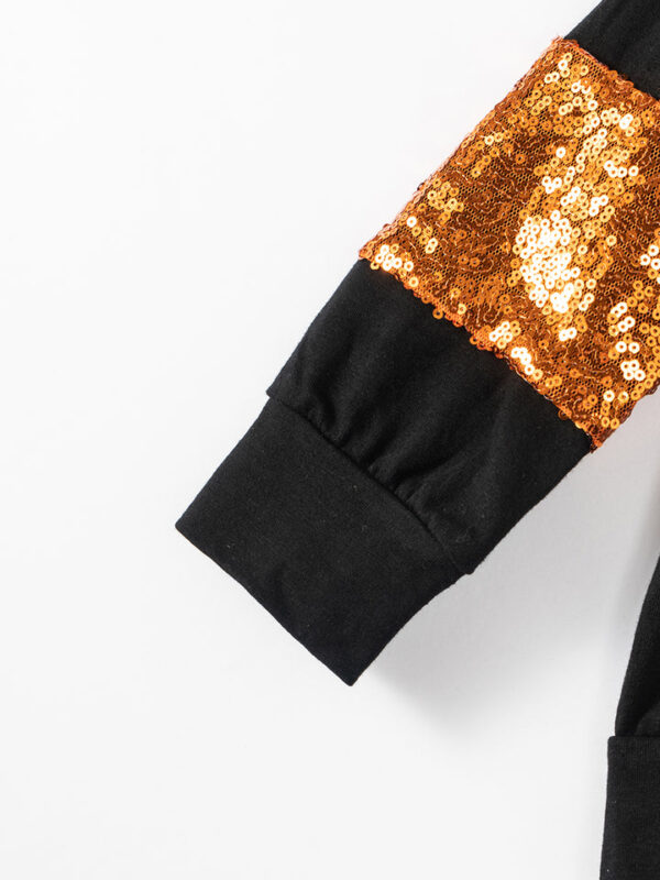Halloween Black Sequins Spooky MINI Girl Top - Image 5