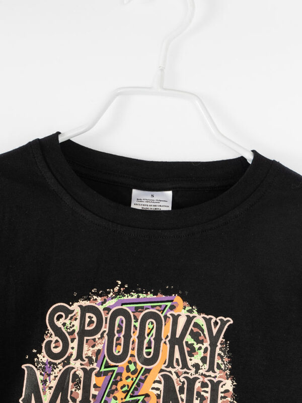 Halloween Black Sequins Spooky MINI Girl Top - Image 6