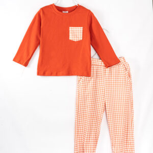 Orange Plaid Boy Pant Set