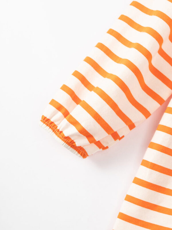 Orange Stripe Sequins Pumpkin Ruffle Girl Pant Set - Image 5