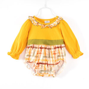 Yellow Plaid Baby Girl Bubble Romper