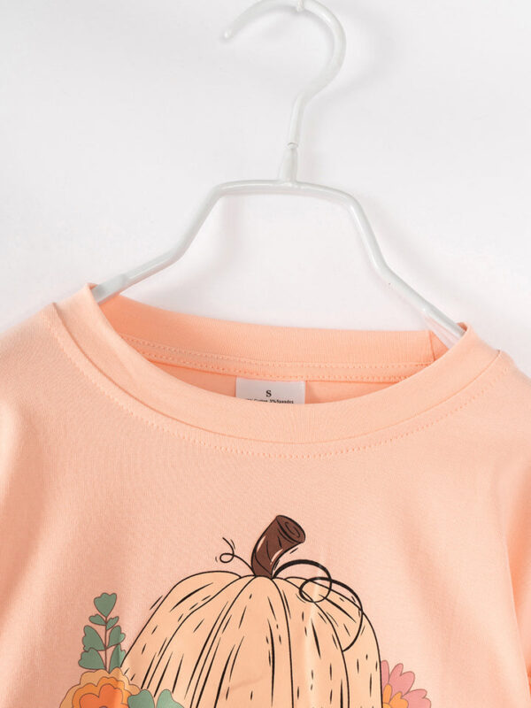 Coral Pumpkin Floral Ruffle Girl Bottom Set - Image 3