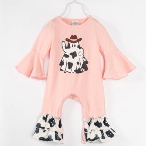 Halloween Pink Ghost Baby Girl Ruffle Romper