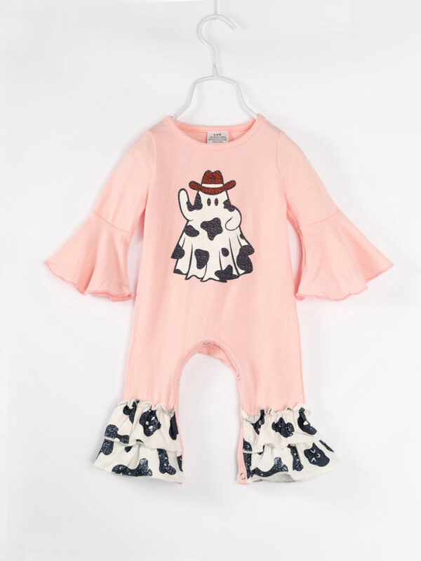 Halloween Pink Ghost Baby Girl Ruffle Romper