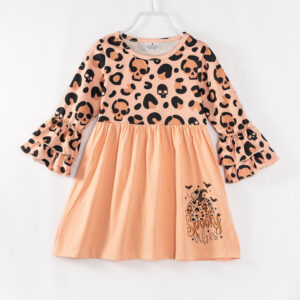Halloween Leopard Pumpkin Skull Girl Dress