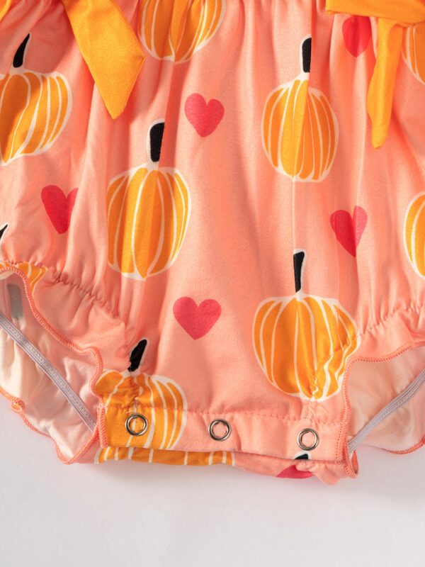 Pink Pumpkin Heart Baby Girl Bubble Romper - Image 5