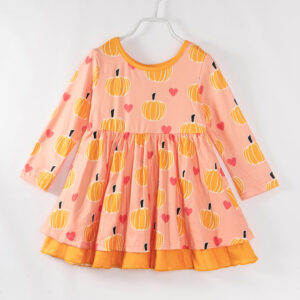 Pink Pumpkin Heart Girl Dress