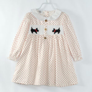 Polka dots Dogs Girl Smocked Dress