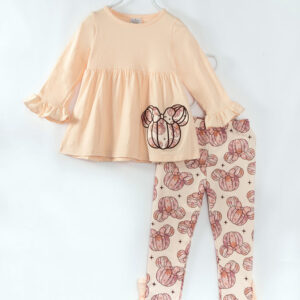 Halloween Pumpkin Ruffle Girl Pant Set
