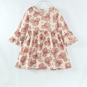 Floral Pumpkin Print Girl Dress