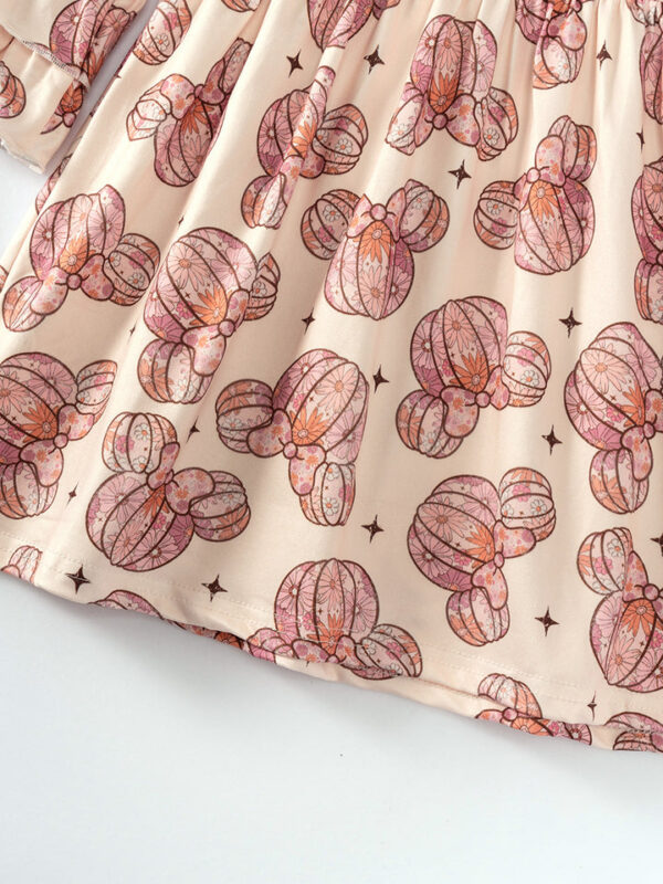 Floral Pumpkin Print Girl Dress - Image 4