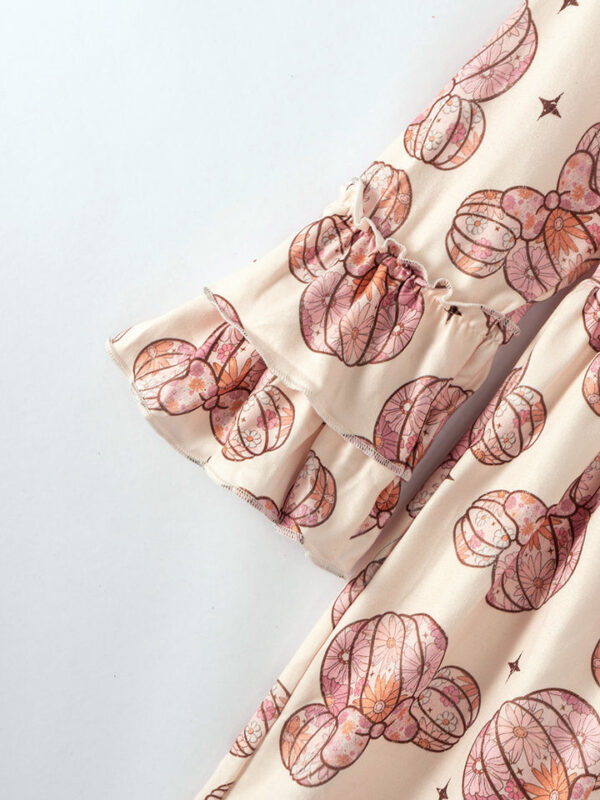 Floral Pumpkin Print Girl Dress - Image 5
