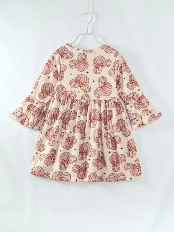 Floral Pumpkin Print Girl Dress - Image 6
