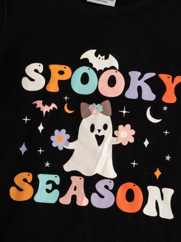 Halloween Spooky Season Ghost Stripe Tassel Girl Bell Pant Set - Image 4
