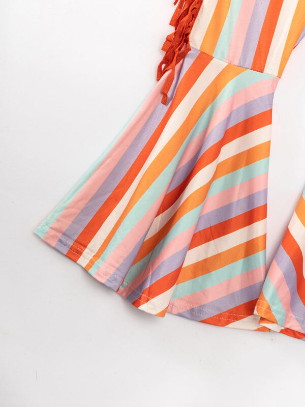 Halloween Spooky Season Ghost Stripe Tassel Girl Bell Pant Set - Image 6