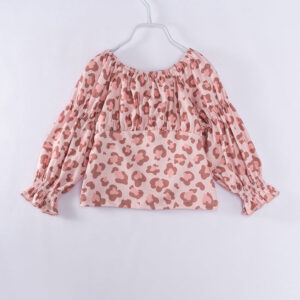 Pink Leopard Ruffle Girl Top