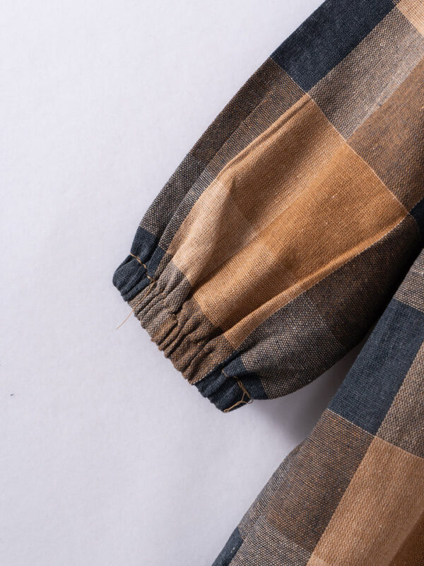 Yellow Beige Plaid Ruffle Girl Dress - Image 4