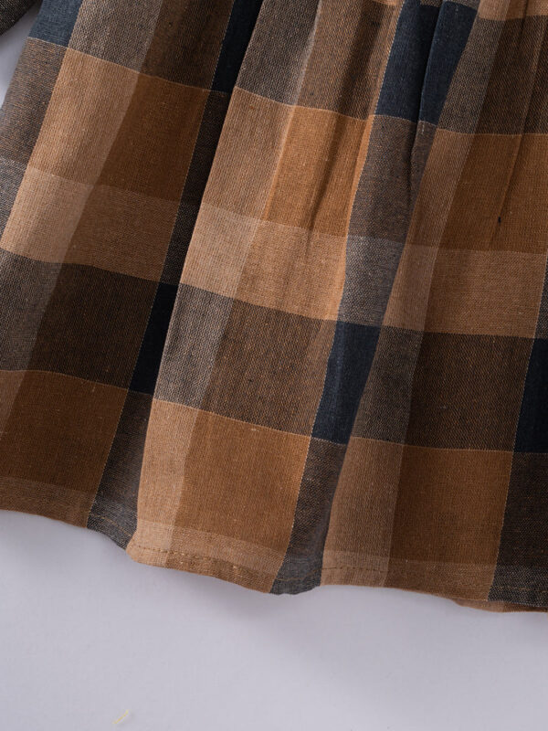 Yellow Beige Plaid Ruffle Girl Dress - Image 5