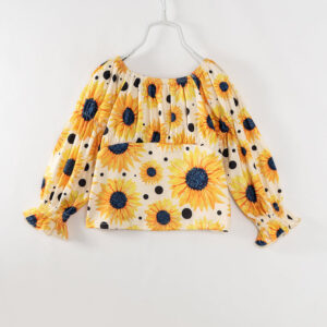 Yellow Sunflower Ruffle Girl Top