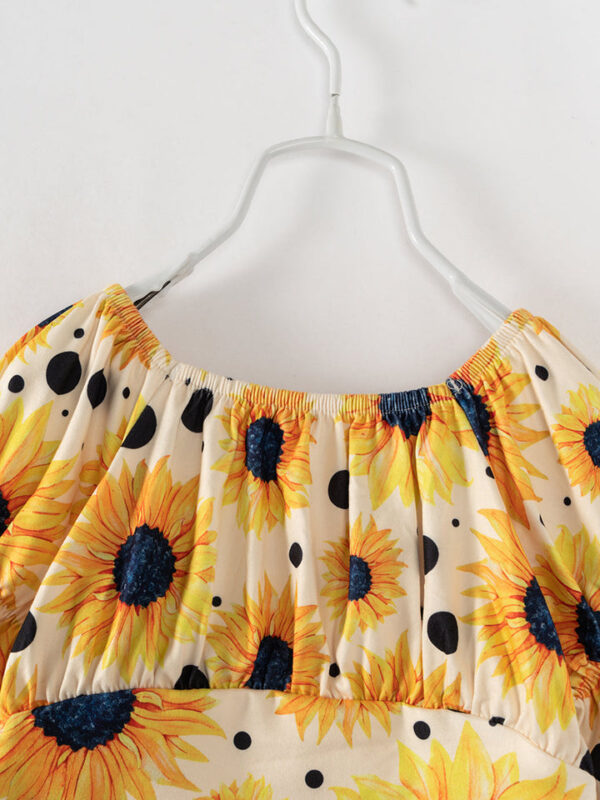 Yellow Sunflower Ruffle Girl Top - Image 3