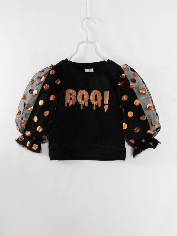 Halloween Black BOO Ruffle Girl Top