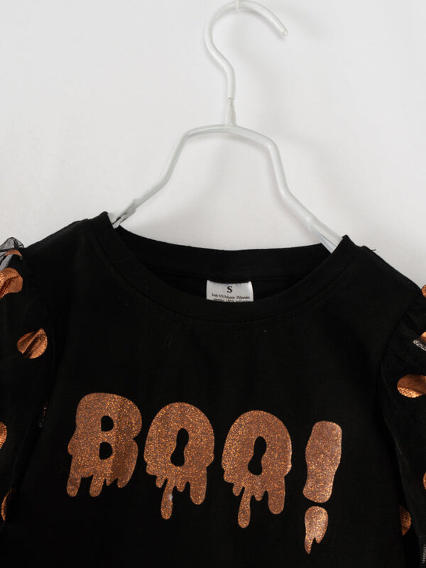 Halloween Black BOO Ruffle Girl Top - Image 3