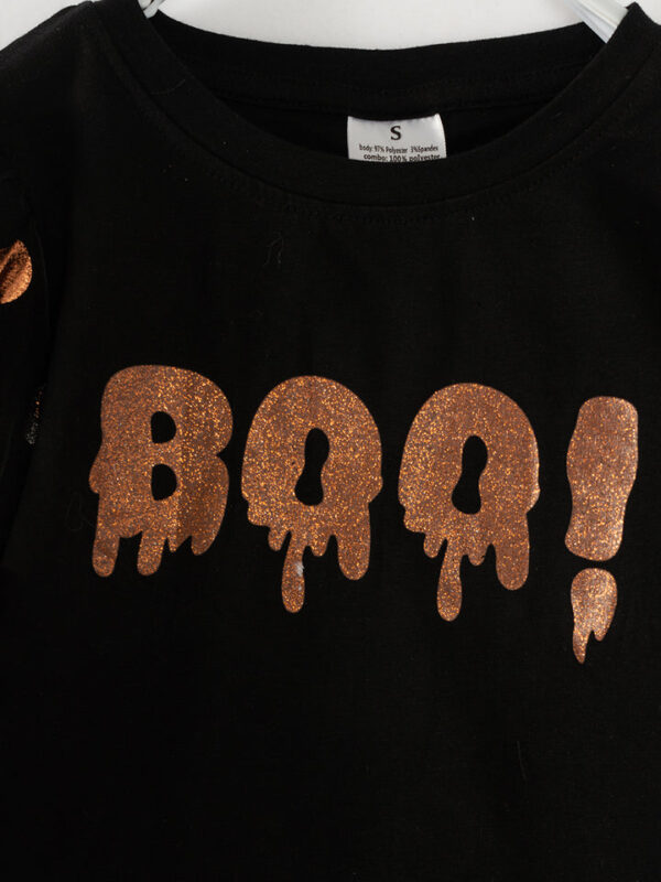 Halloween Black BOO Ruffle Girl Top - Image 5