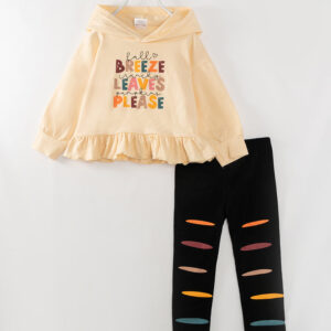 BREEZE LEAVES PLEASE Ruffle Girl Hoodie Set