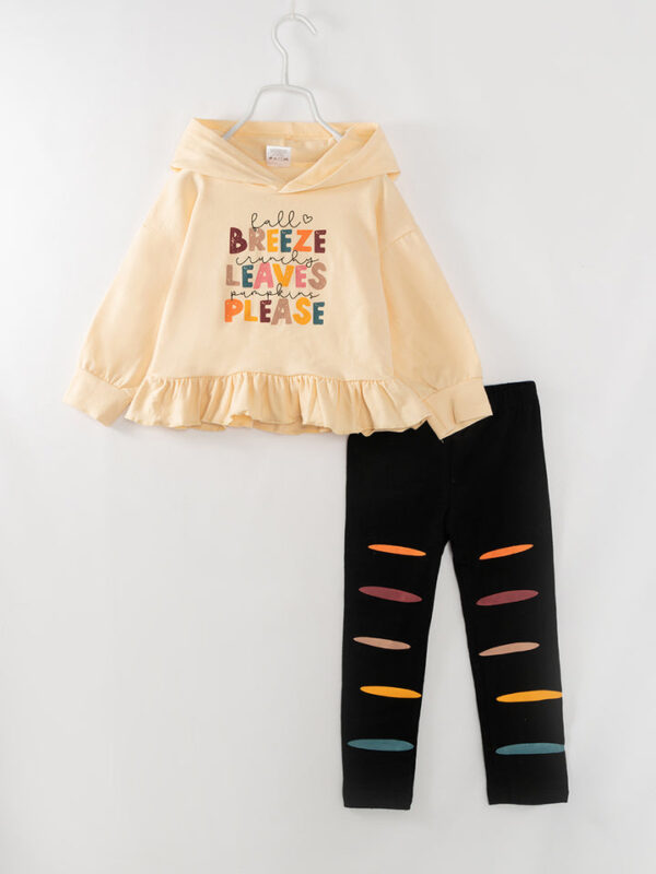 BREEZE LEAVES PLEASE Ruffle Girl Hoodie Set
