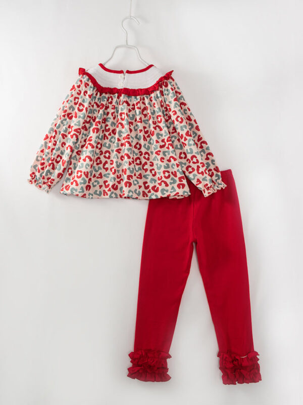 Red Green Leopard Girl Smocked Pant Outfit - Image 6