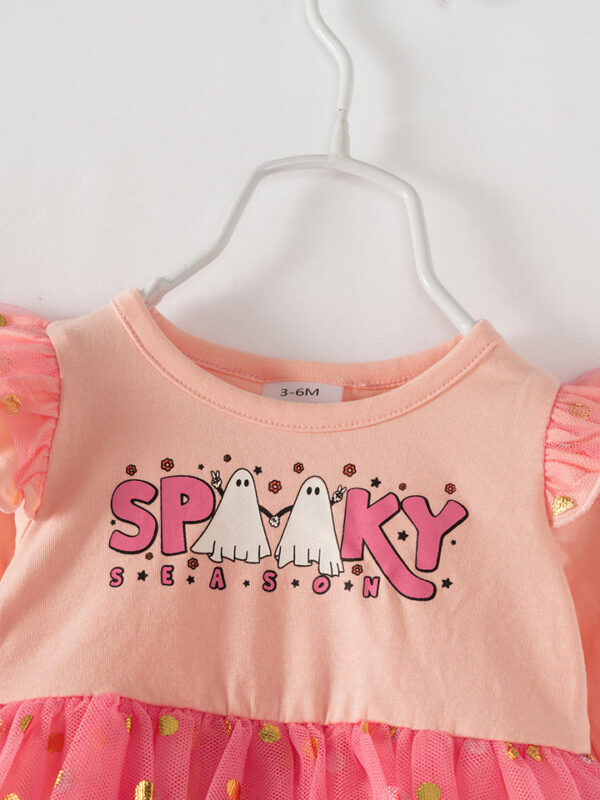 Halloween Pink Spooky Ruffle Baby Girl Tutu Romper - Image 3