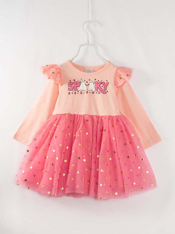 Halloween Pink Spooky Ruffle Girl Tutu Dress