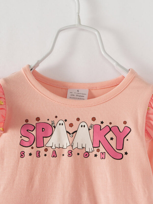 Halloween Pink Spooky Ruffle Girl Tutu Dress - Image 3