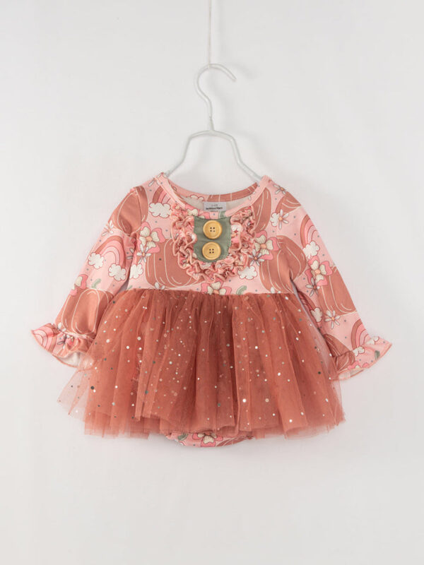 Rainbow Pumpkin Baby Girl Tutu Romper