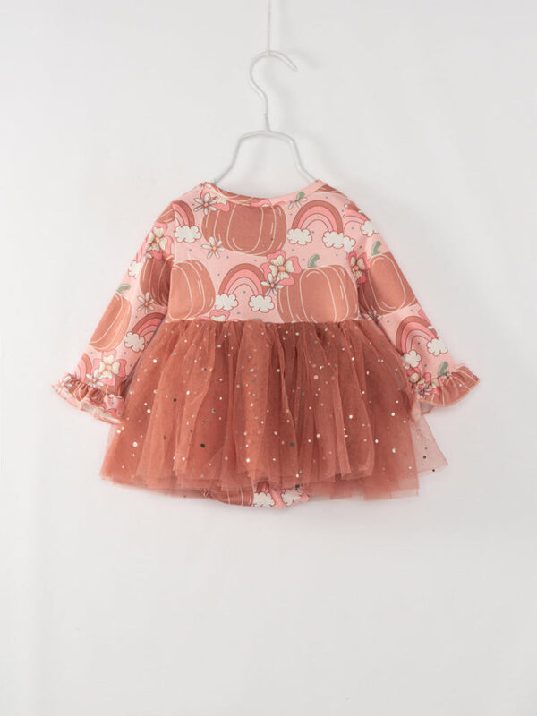 Rainbow Pumpkin Baby Girl Tutu Romper - Image 6