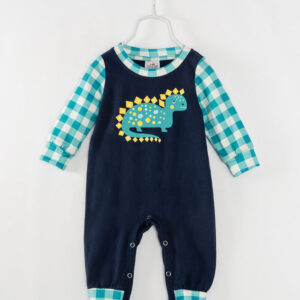 Dark Blue Dinosaur Baby Boy Romper