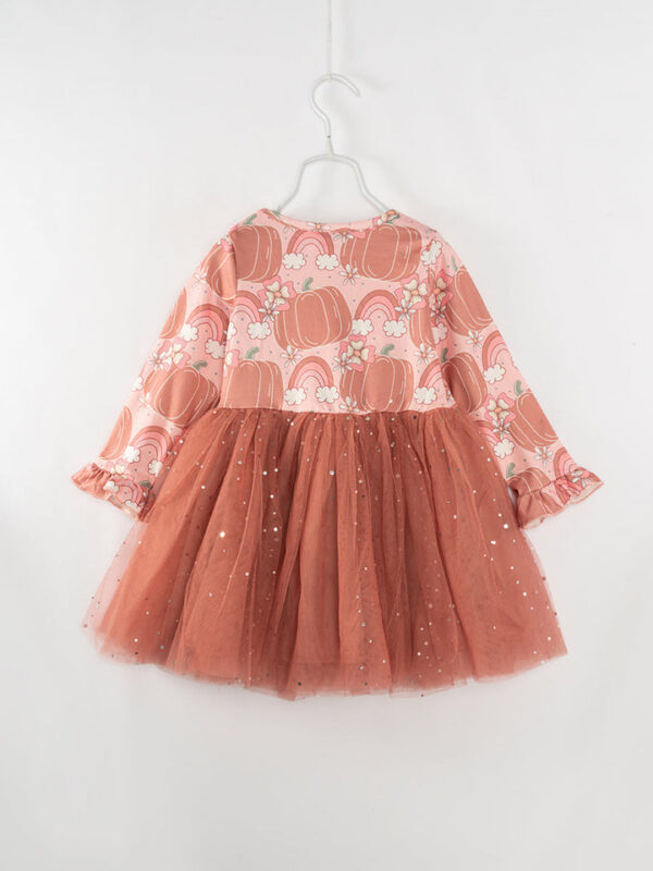 Pink Rainbow Pumpkin Girl Tutu Dress - Image 6