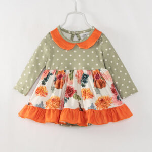 Light Green Pumpkin Baby Girl Romper