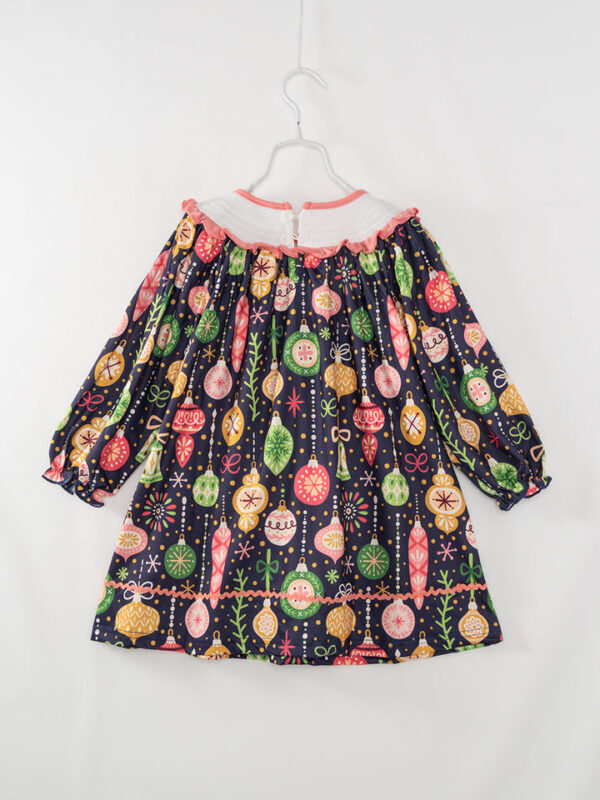 Christmas Lights Pocket Ruffle Girl Smocked Dress - Image 6