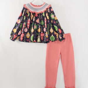 Christmas Lights Girl Smocked Pant Outfit