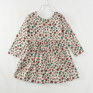 Red Green Leopard Girl Twirl Dress