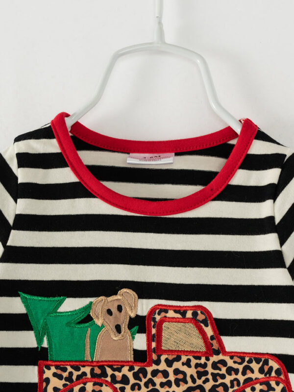 Christmas Stripe Tree Car Ruffle Baby Girl Romper - Image 3