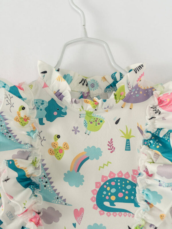 Multicolor Dinosaurs Ruffle Girl Twirl Dress - Image 3