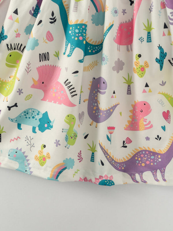 Multicolor Dinosaurs Ruffle Girl Twirl Dress - Image 5