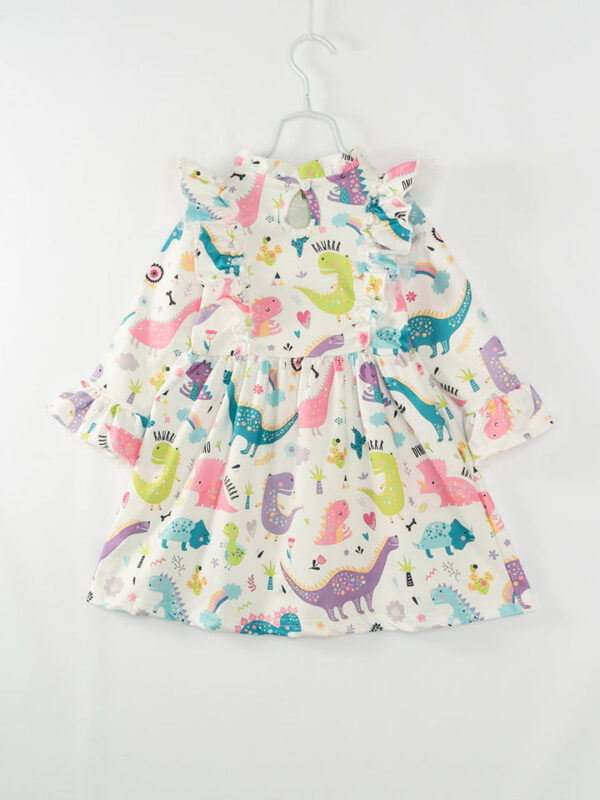 Multicolor Dinosaurs Ruffle Girl Twirl Dress - Image 6