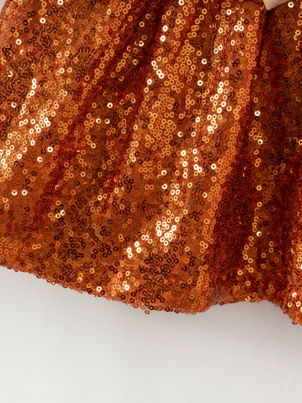 Pumpkin Football Sequins Ruffle Girl Skirt Set - Image 5