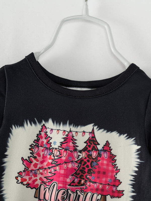 Christmas Pink Leopard Tree Ruffle Baby Girl Romper - Image 3